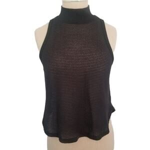 Silence + Noise UO Tank Top Women Small Black Mock Open Knit Summer Vacation